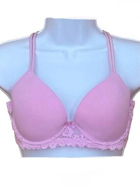 No Boundaries 34D Convertible Racer Back Underwire Padded Lace Light Pink *new